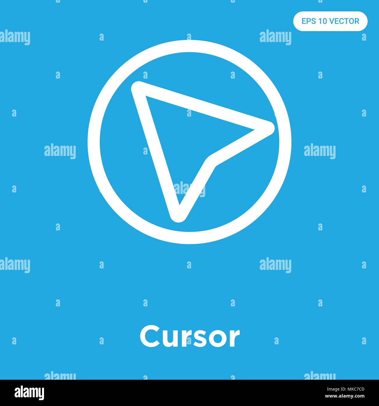 Cursor vector icon isolated on blue background, sign and symbol Stock ...