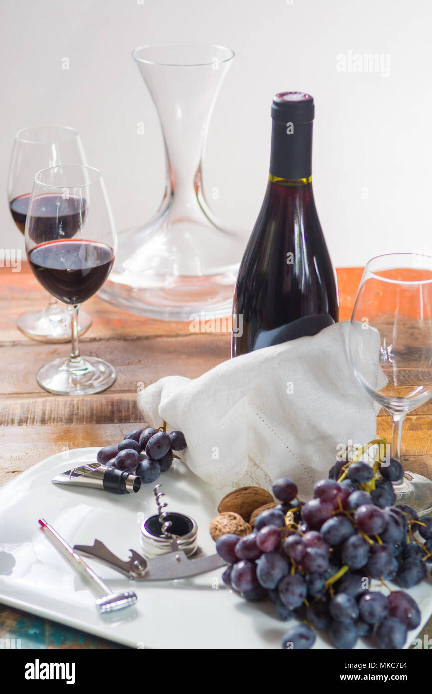 Professional red wine tasting event with high quality wine glasses and ...