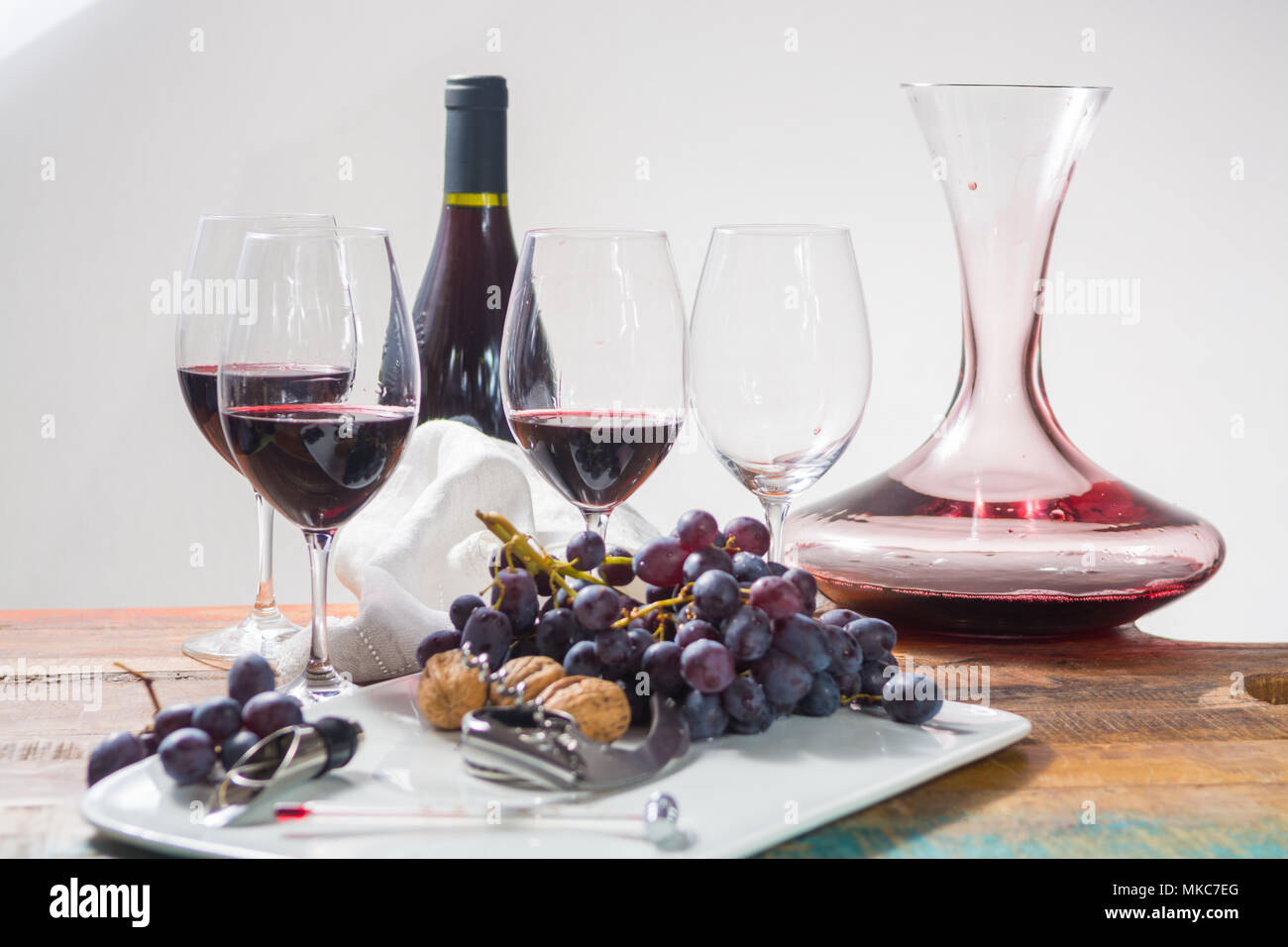 Professional red wine tasting event with high quality wine glasses and ...