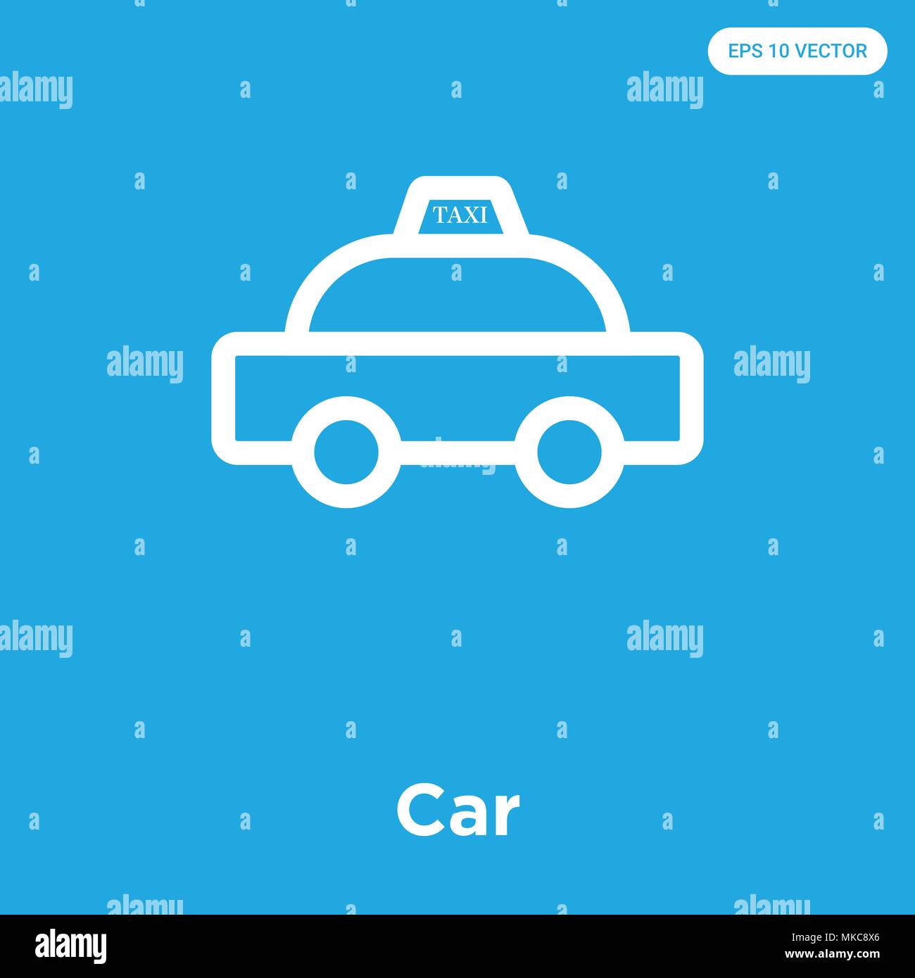Car vector icon isolated on blue background, sign and symbol Stock ...