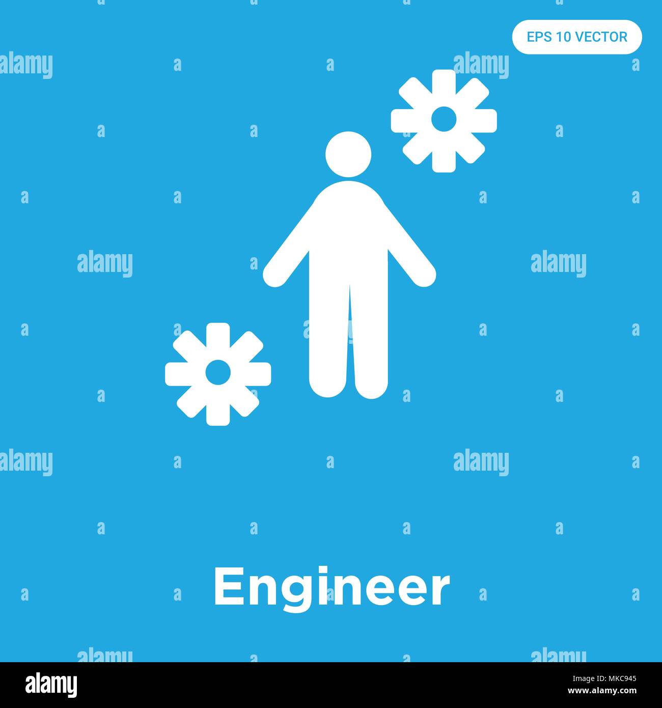 Engineer vector icon isolated on blue background, sign and symbol Stock Vector