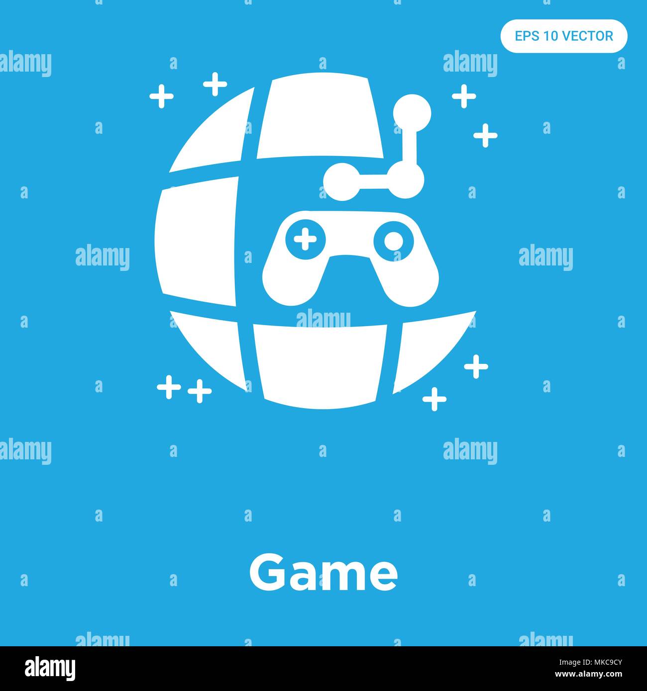 Game vector icon isolated on blue background, sign and symbol Stock ...