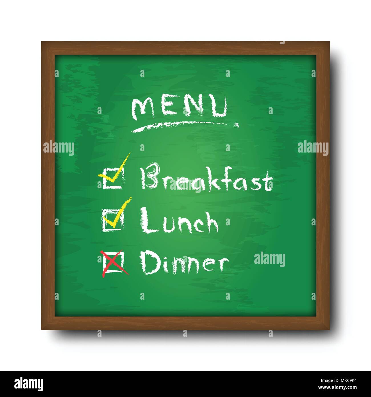 Blackboard and text food menu with check mark . Vector Stock Vector ...