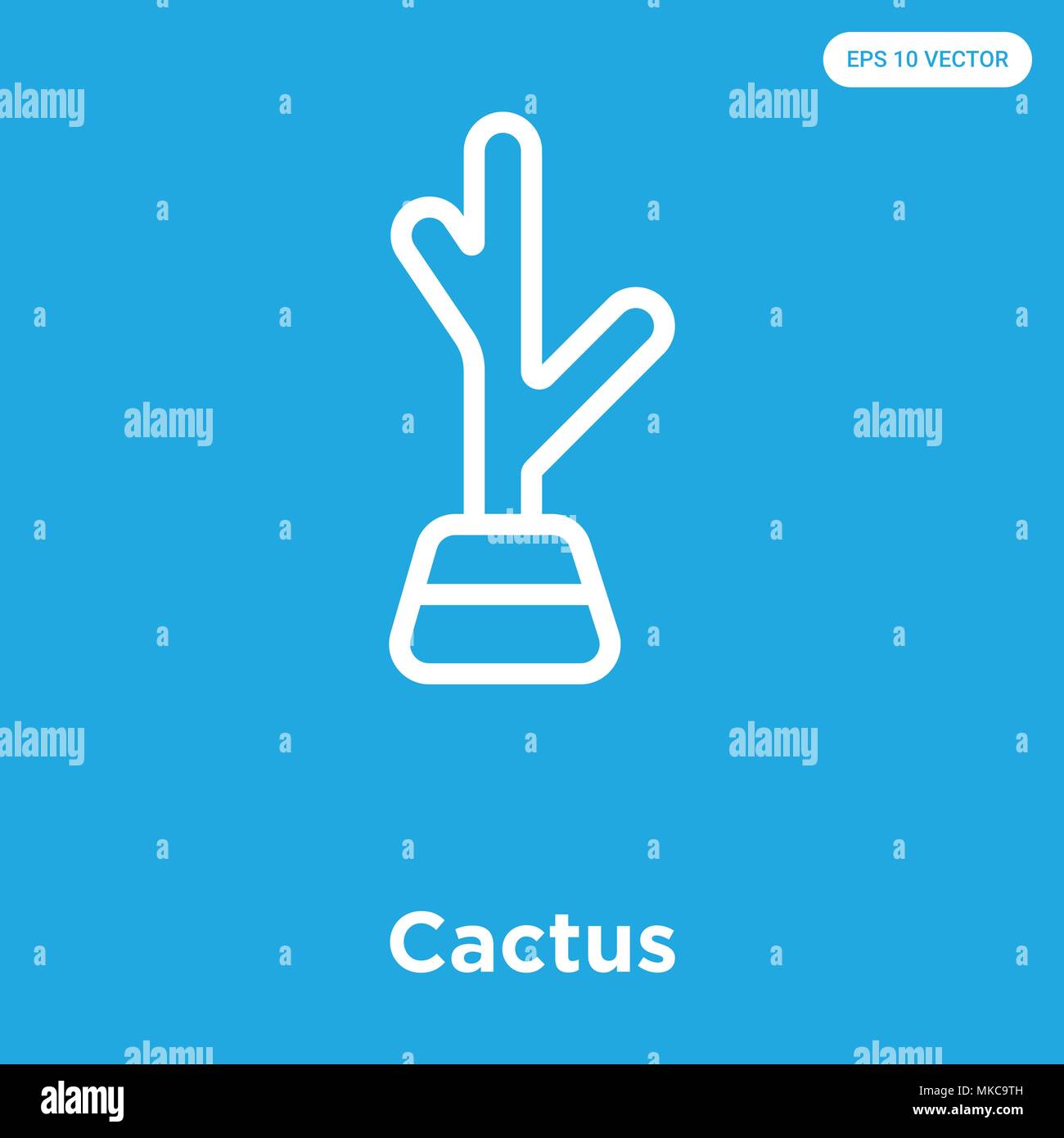 Cactus vector icon isolated on blue background, sign and symbol Stock ...