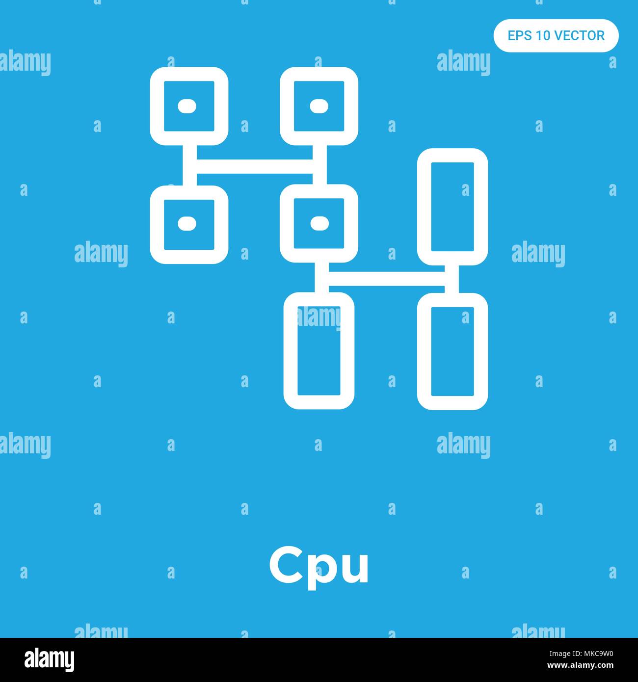 Cpu vector icon isolated on blue background, sign and symbol Stock ...