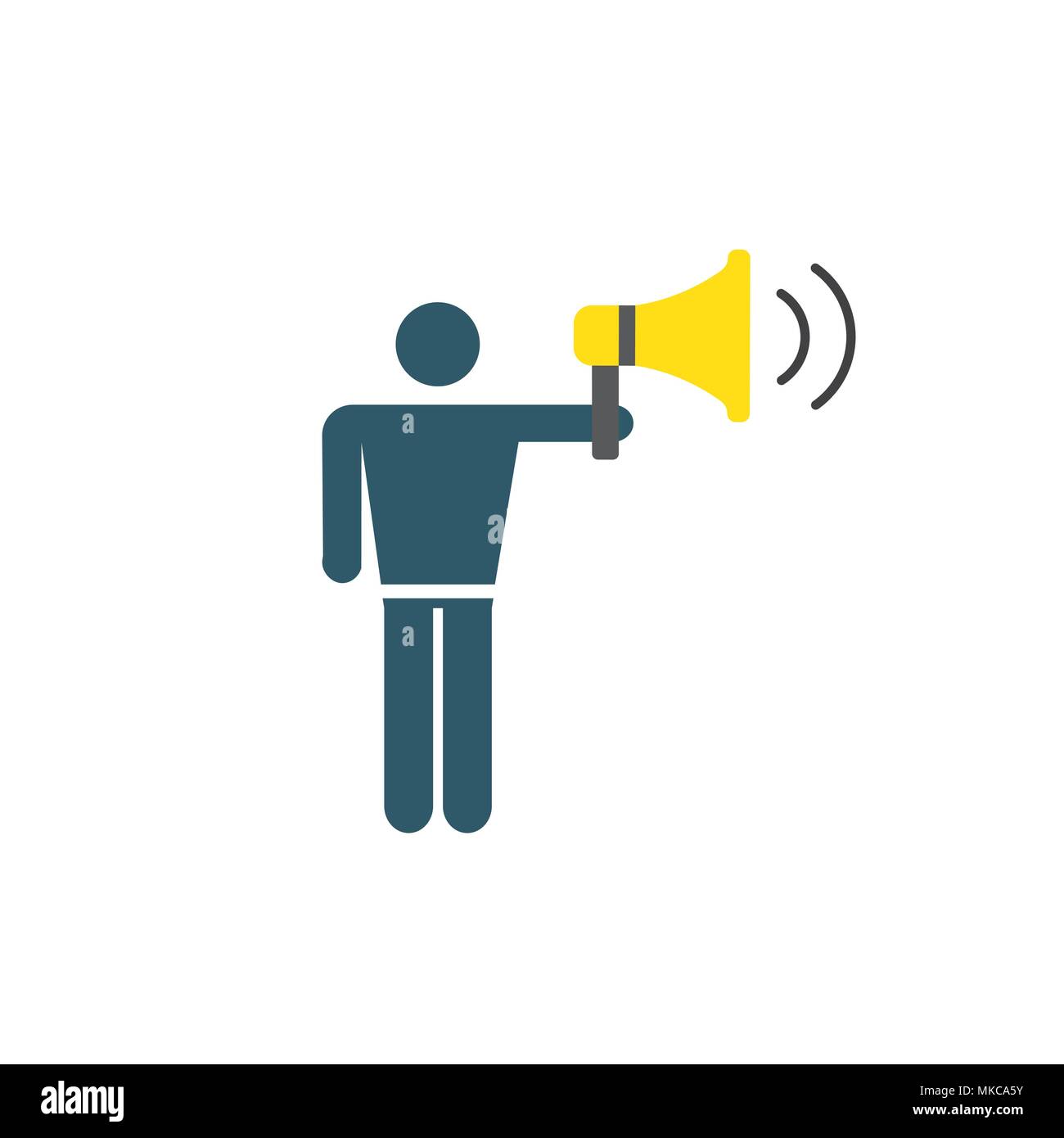 Spokesperson icon person in marketing position networks and