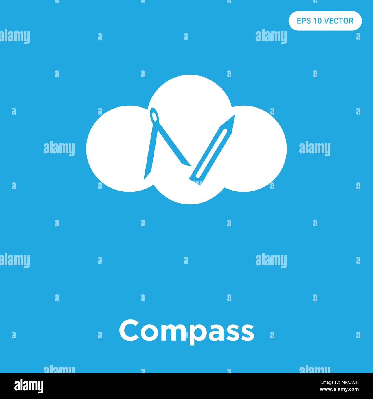 Compass vector icon isolated on blue background, sign and symbol Stock ...
