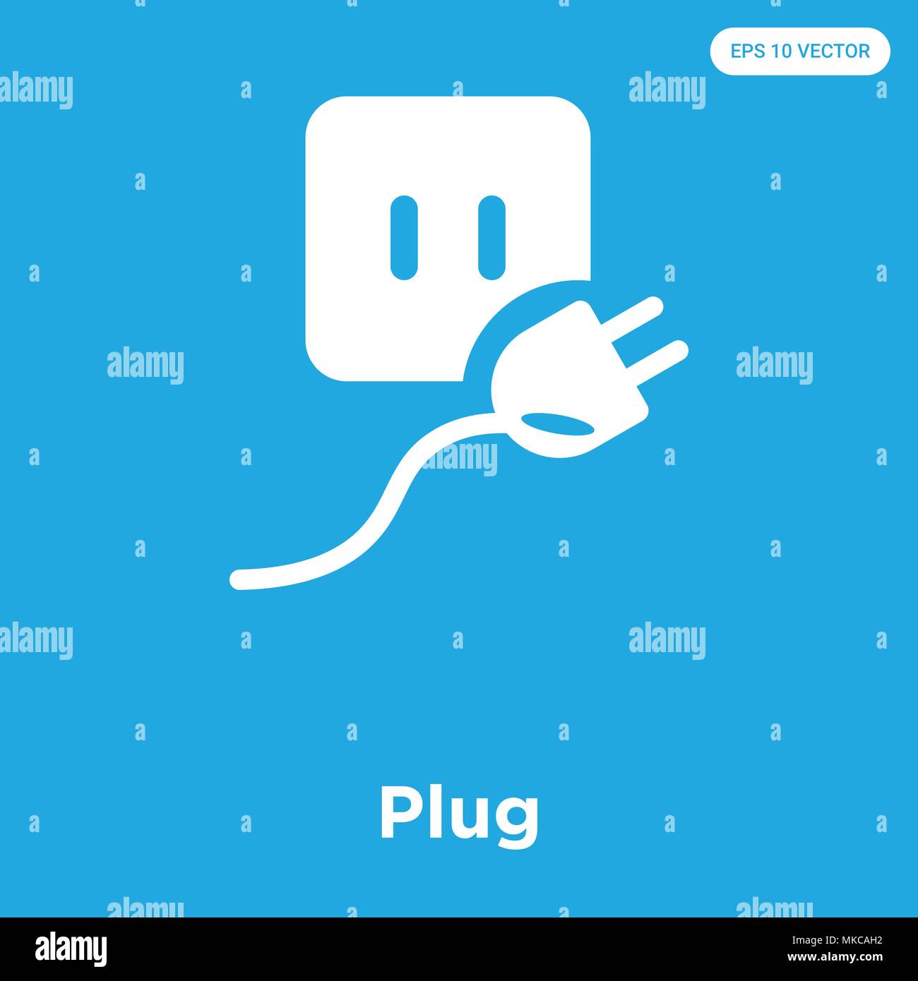Plug vector icon isolated on blue background, sign and symbol Stock ...