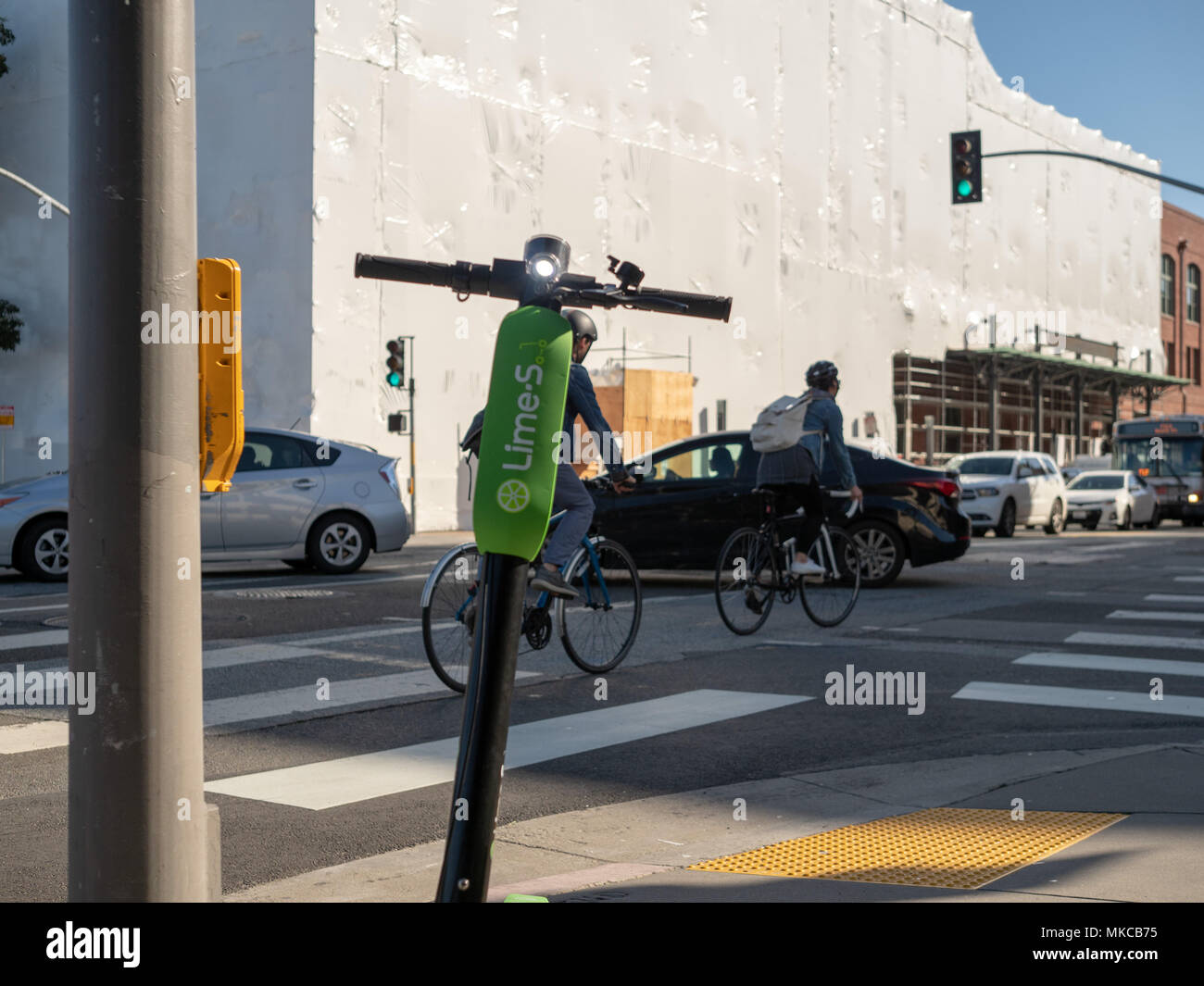 SAN FRANCISCO, CA APRIL 20, 2018 Logo of Lime electric scooter