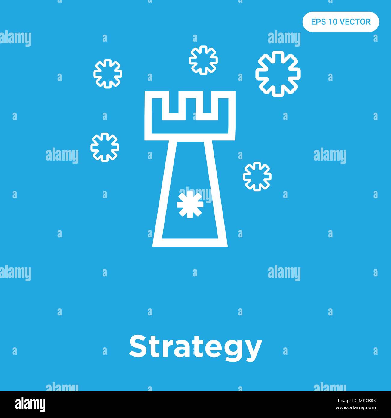 Strategy vector icon isolated on blue background, sign and symbol Stock ...