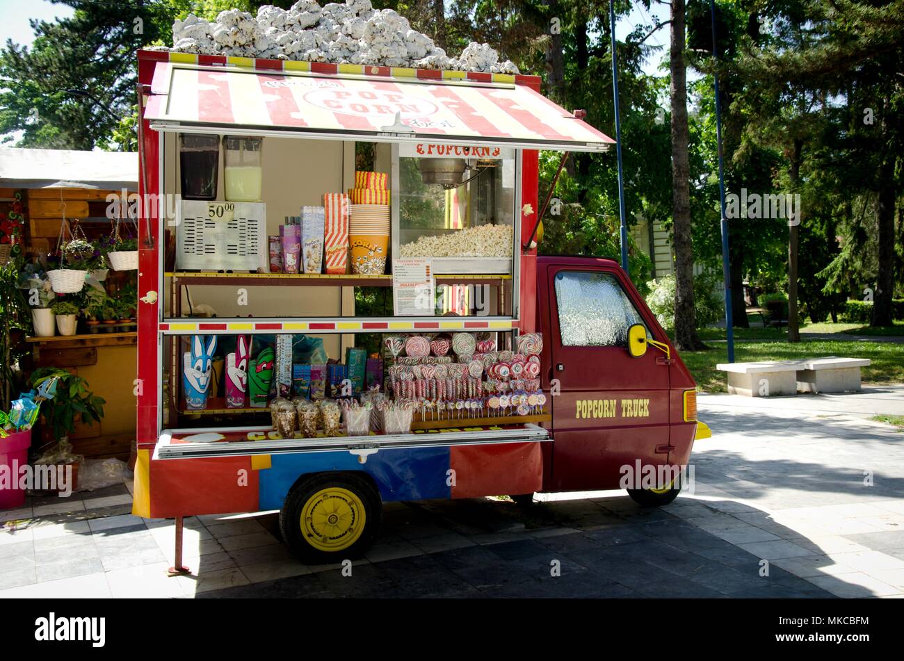 Sokobanja Serbia May 02 18 Popcorn Sale Truck Mobile Food And Sweets Vendor In Center Of Place Sokobanja Well Known Touristic Place In Serbia Stock Photo Alamy