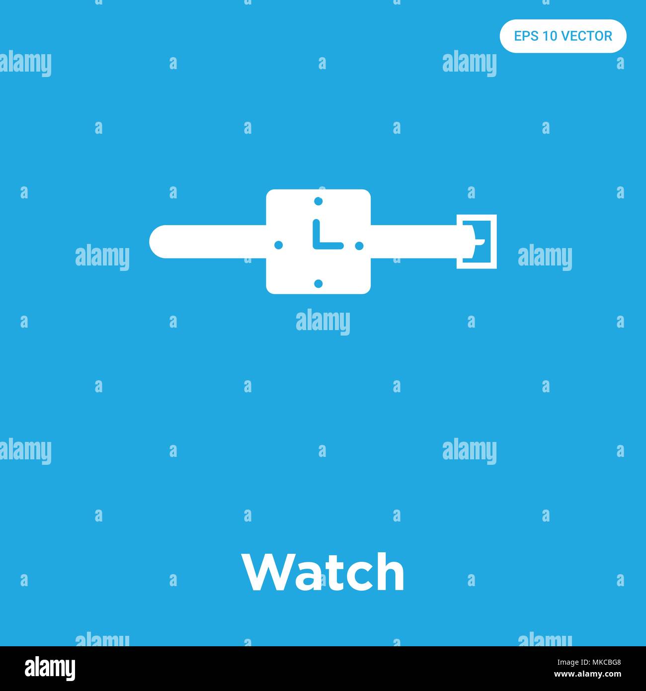 Watch vector icon isolated on blue background, sign and symbol Stock ...