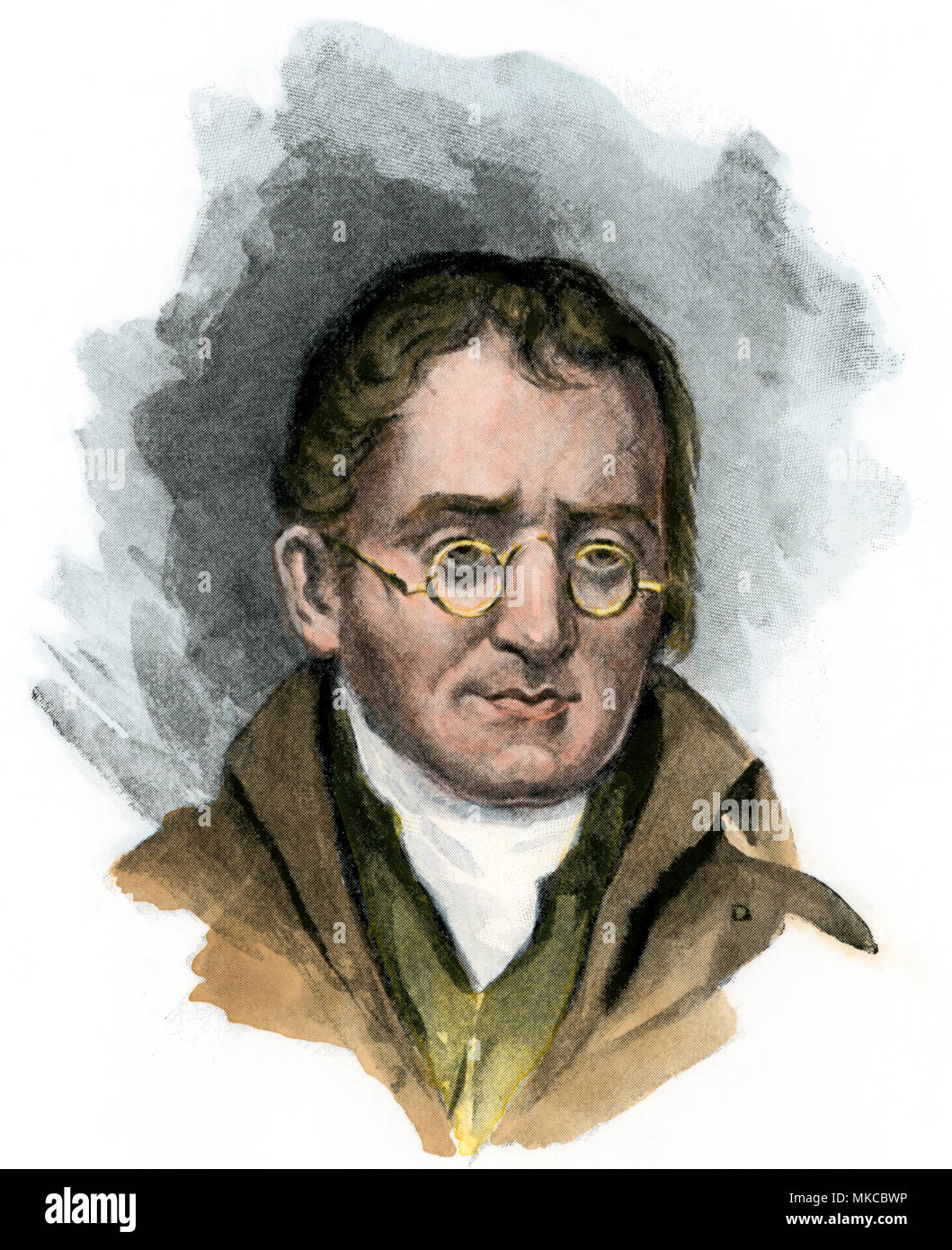 English scientist John Dalton. Hand-colored halftone of an illustration Stock Photo