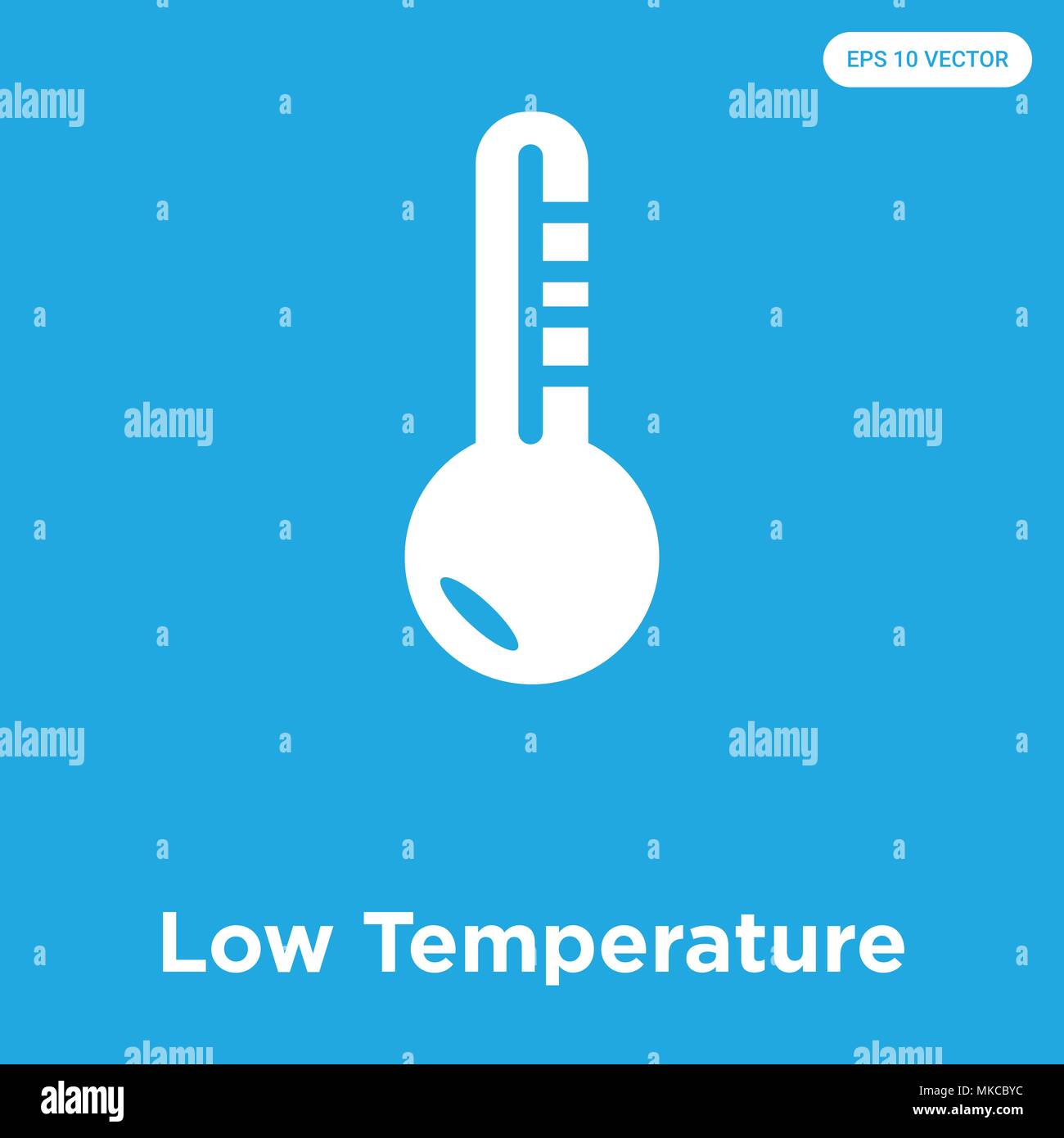 Low Temperature vector icon isolated on blue background, sign and