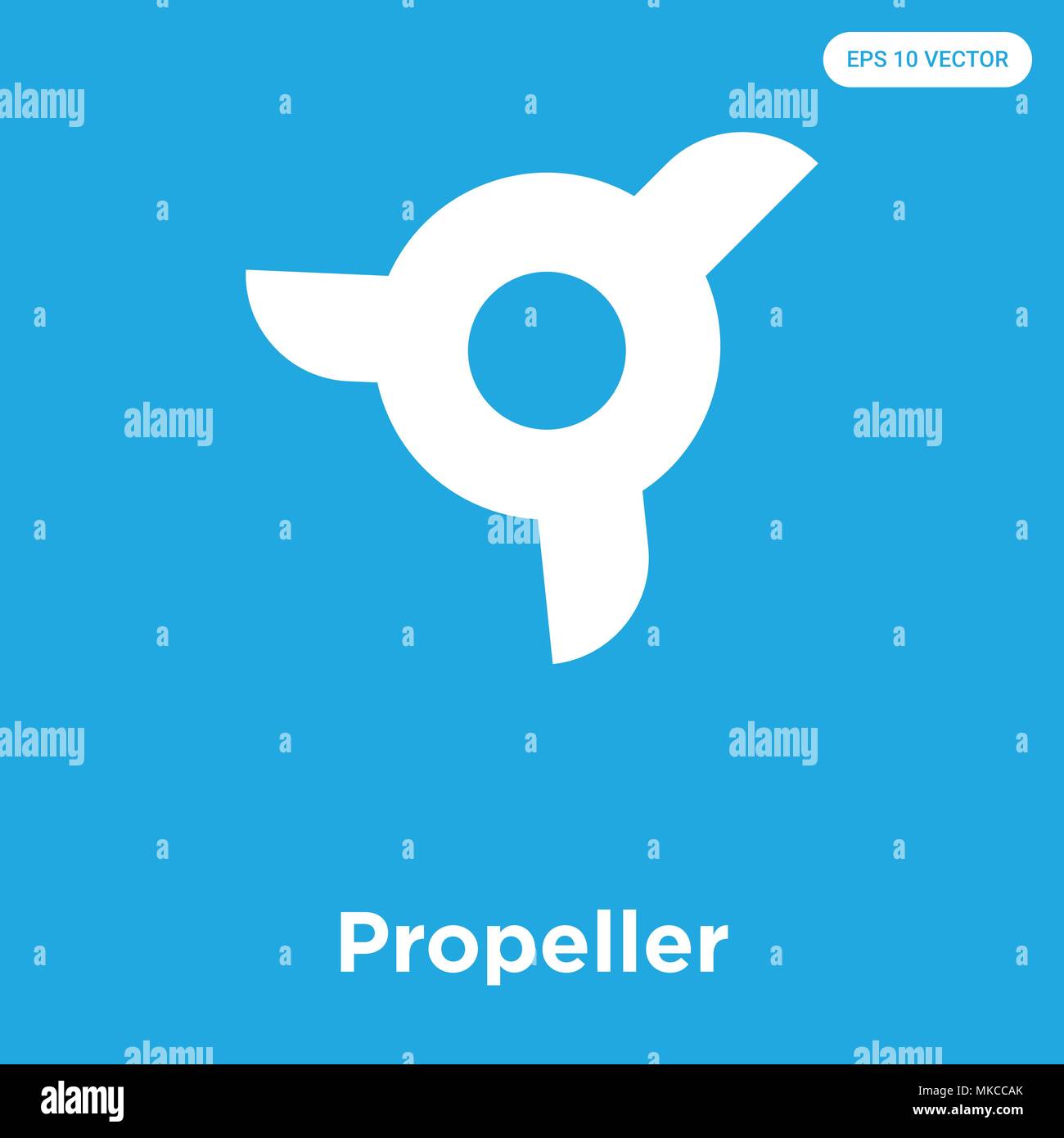 Propeller vector icon isolated on blue background, sign and symbol
