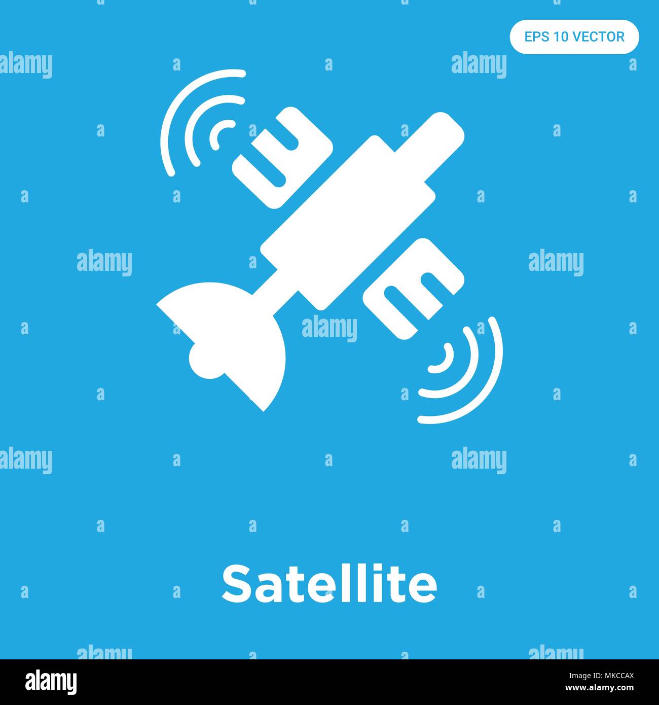 Satellite vector icon isolated on blue background, sign and symbol ...