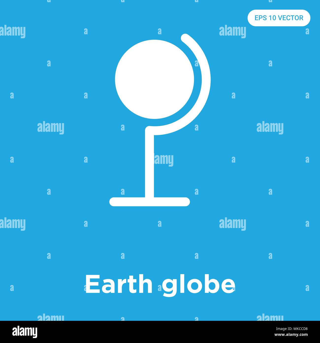 Earth globe vector icon isolated on blue background, sign and symbol ...
