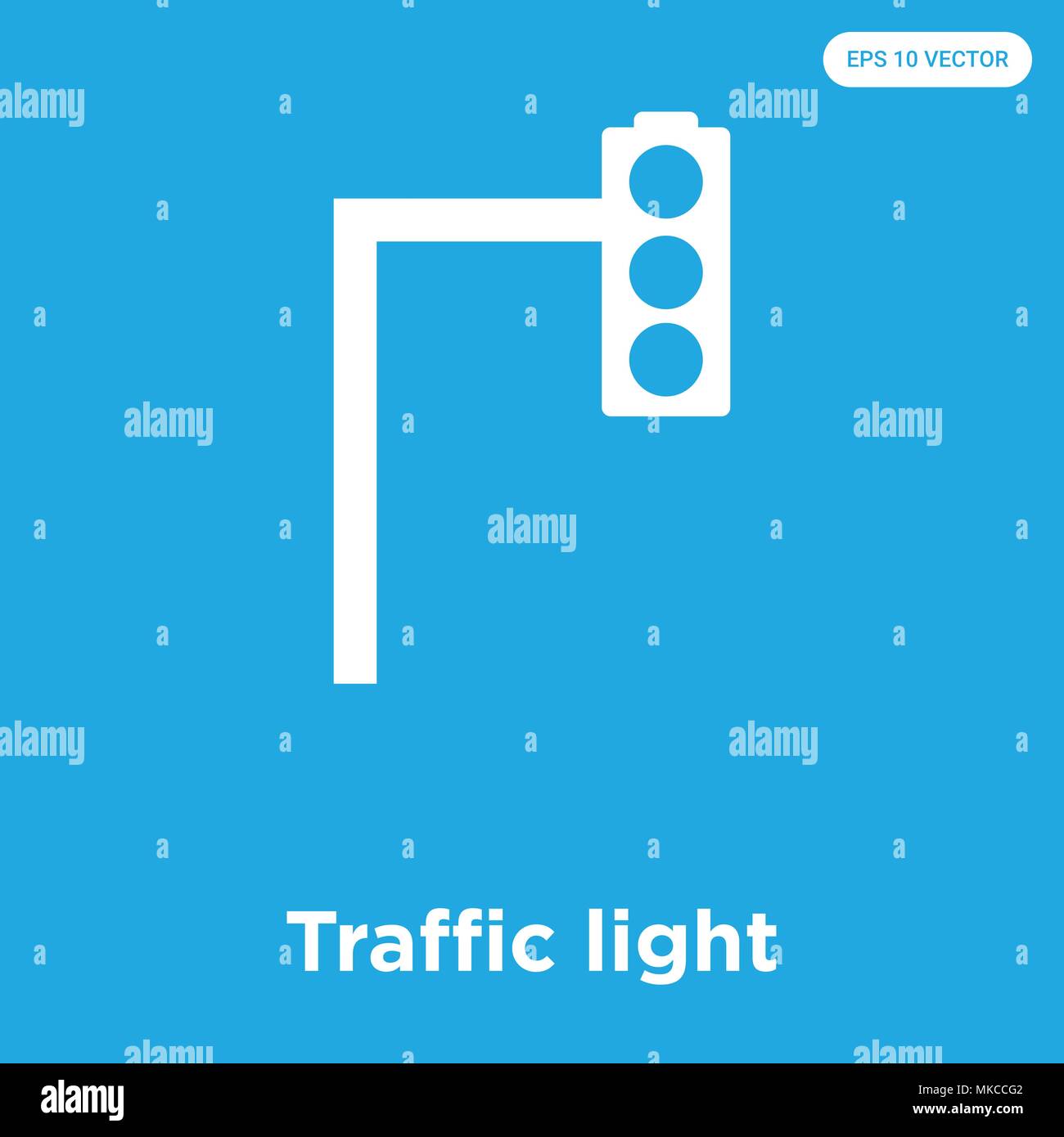 Traffic light vector icon isolated on blue background, sign and symbol ...