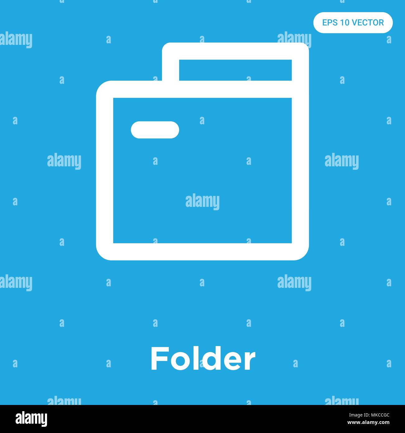 Folder vector icon isolated on blue background, sign and symbol Stock ...