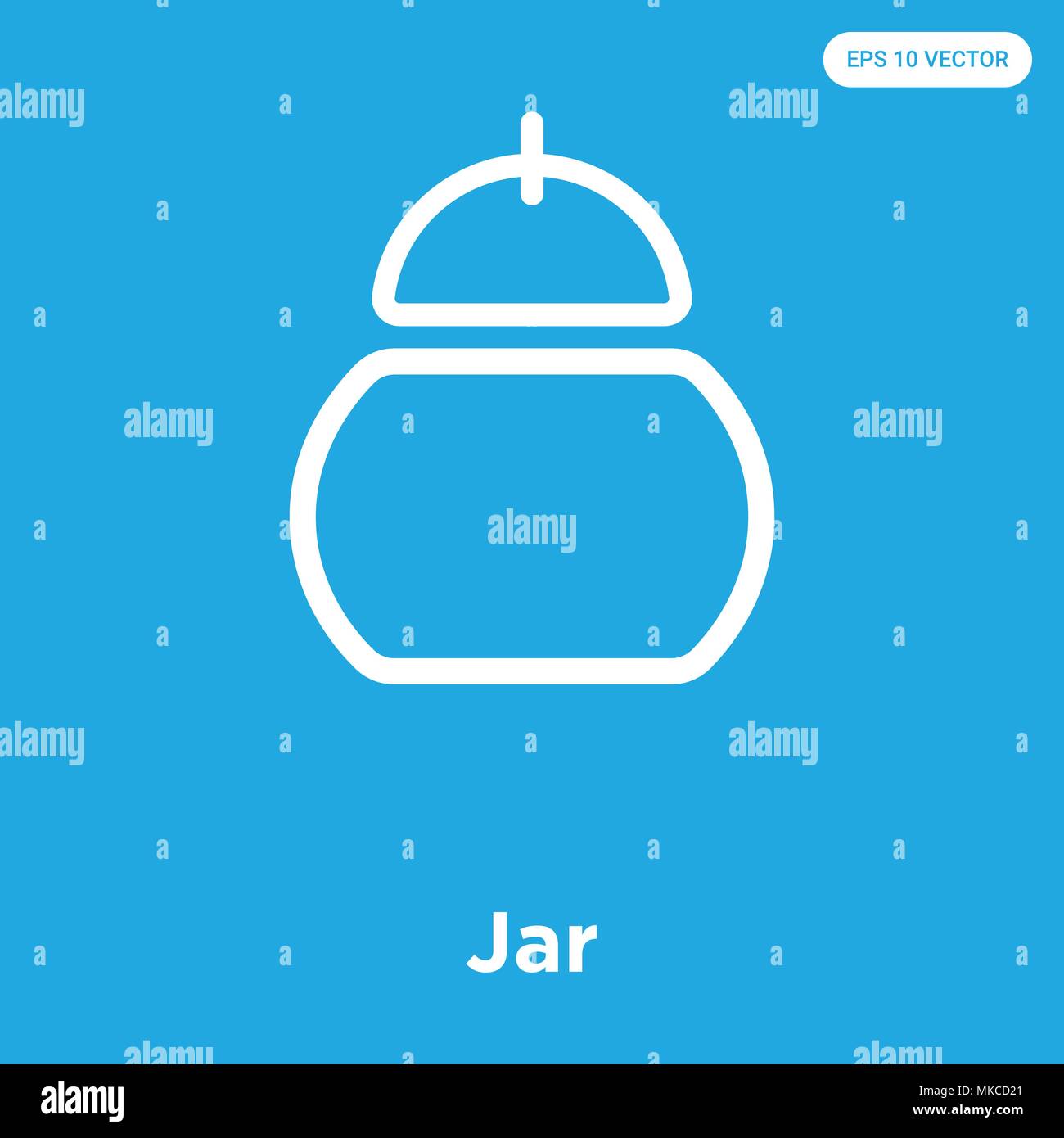 Jar vector icon isolated on blue background, sign and symbol Stock ...