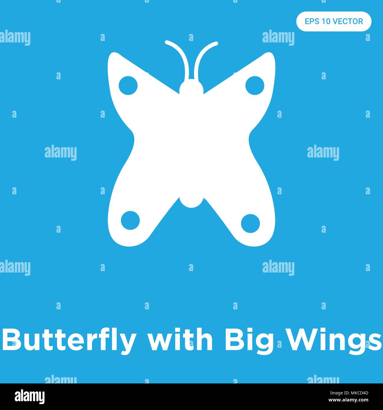 Butterfly with Big Wings vector icon isolated on blue background, sign ...