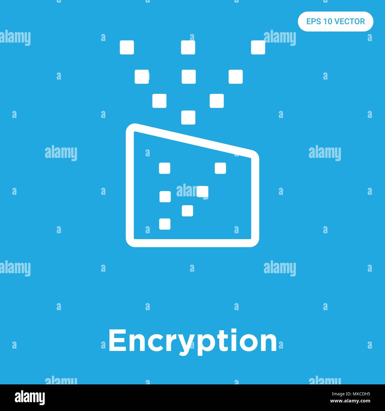 Encryption vector icon isolated on blue background, sign and symbol ...