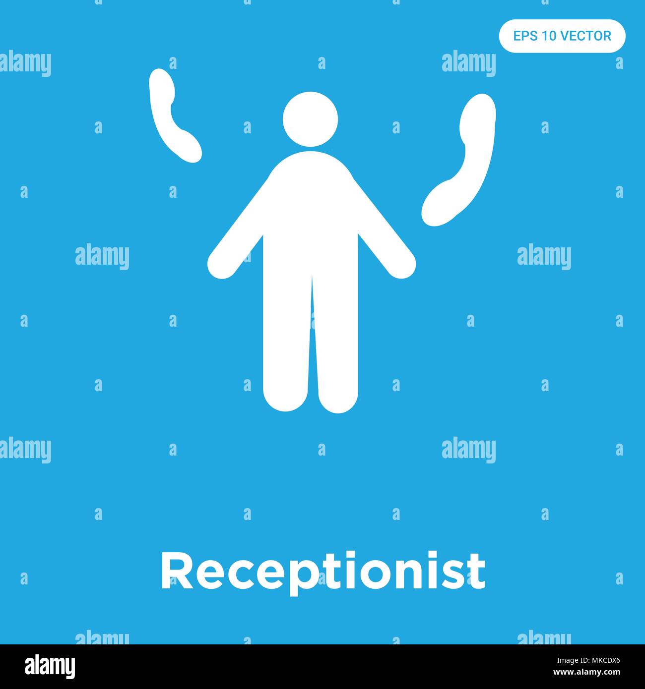 Receptionist vector icon isolated on blue background, sign and symbol ...