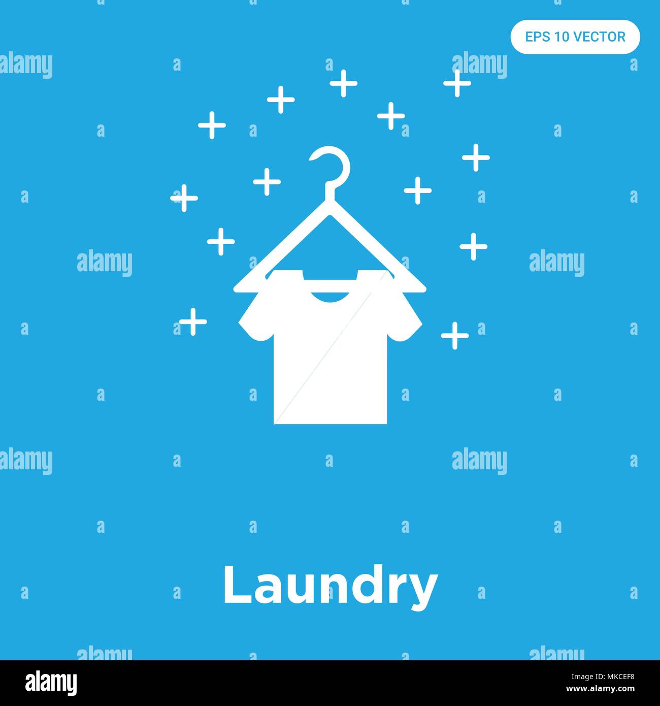 Laundry vector icon isolated on blue background, sign and symbol Stock Vector