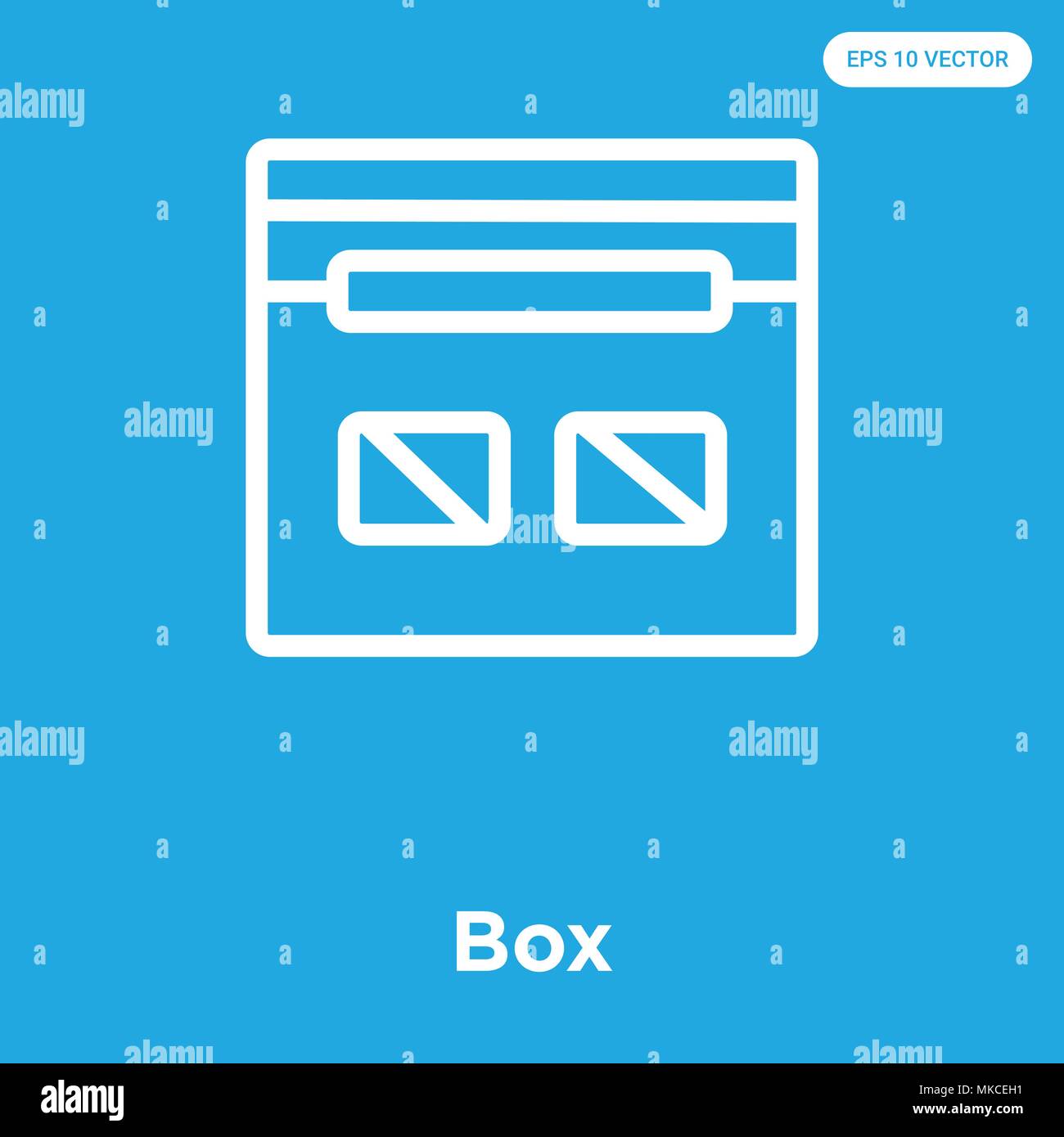 Box vector icon isolated on blue background, sign and symbol Stock ...