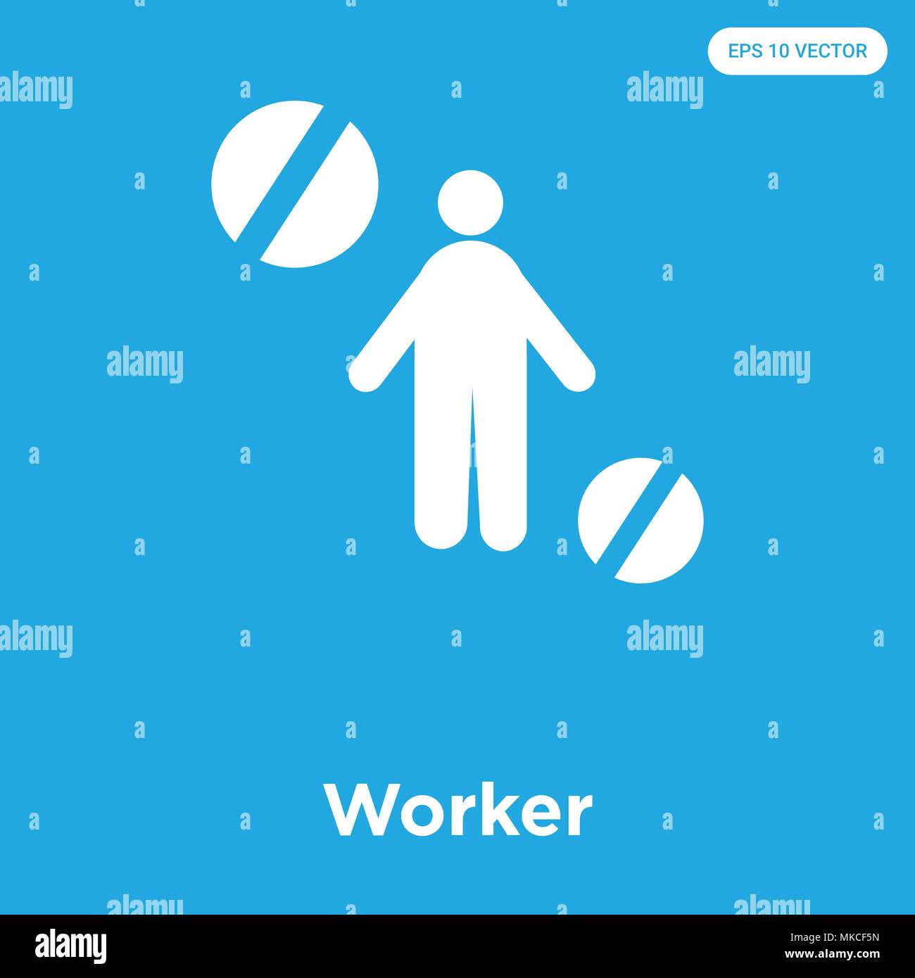 Worker vector icon isolated on blue background, sign and symbol Stock ...
