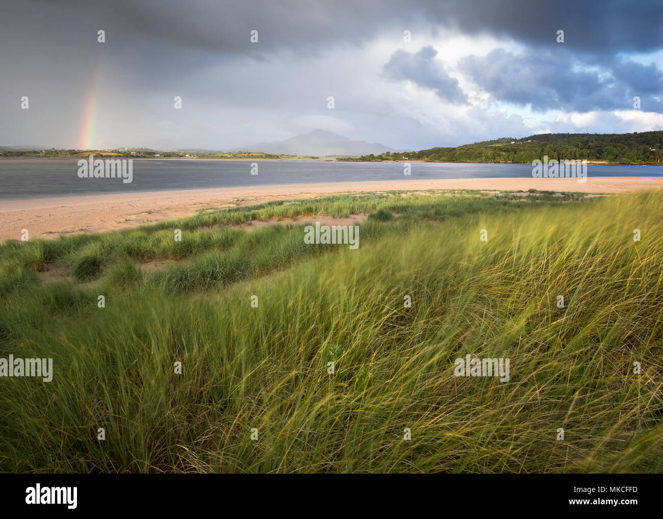 Rainbow over Sheephaven Bay and Ards Forest Park Donegal Ireland Stock Photo