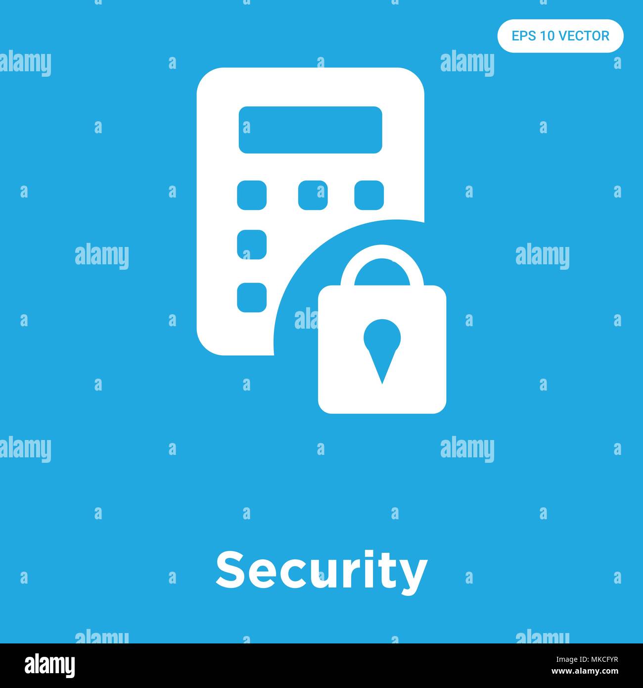 Security vector icon isolated on blue background, sign and symbol Stock ...