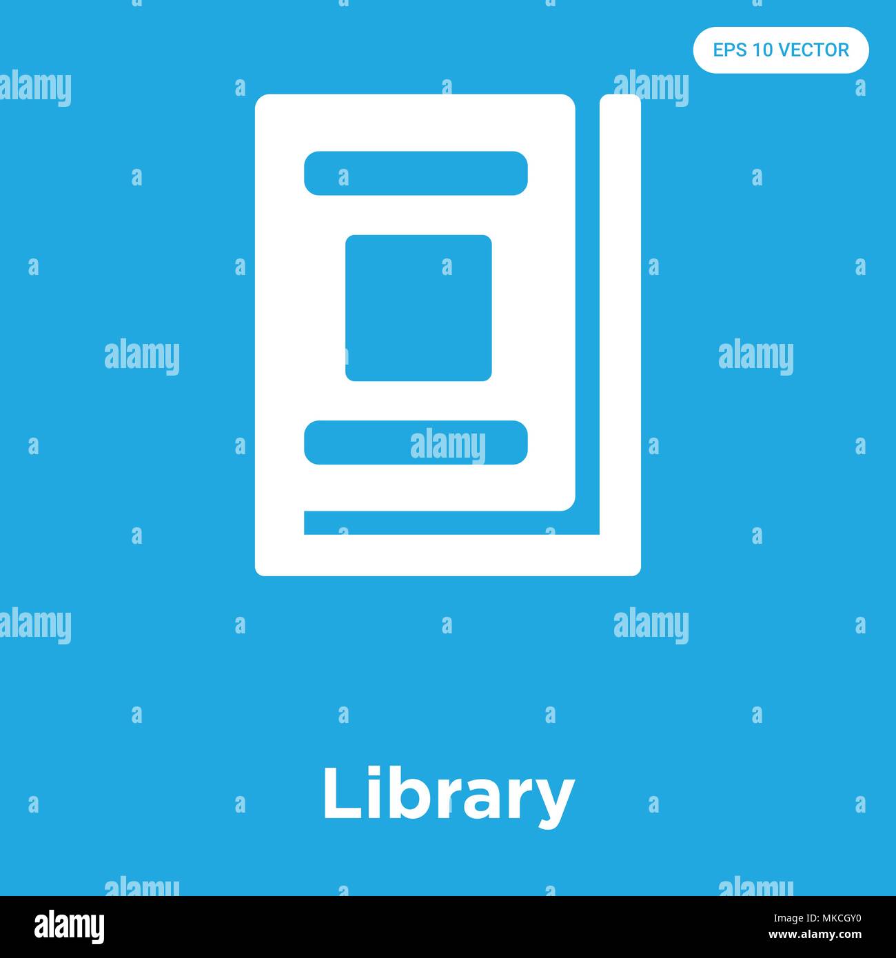 Library vector icon isolated on blue background, sign and symbol Stock ...