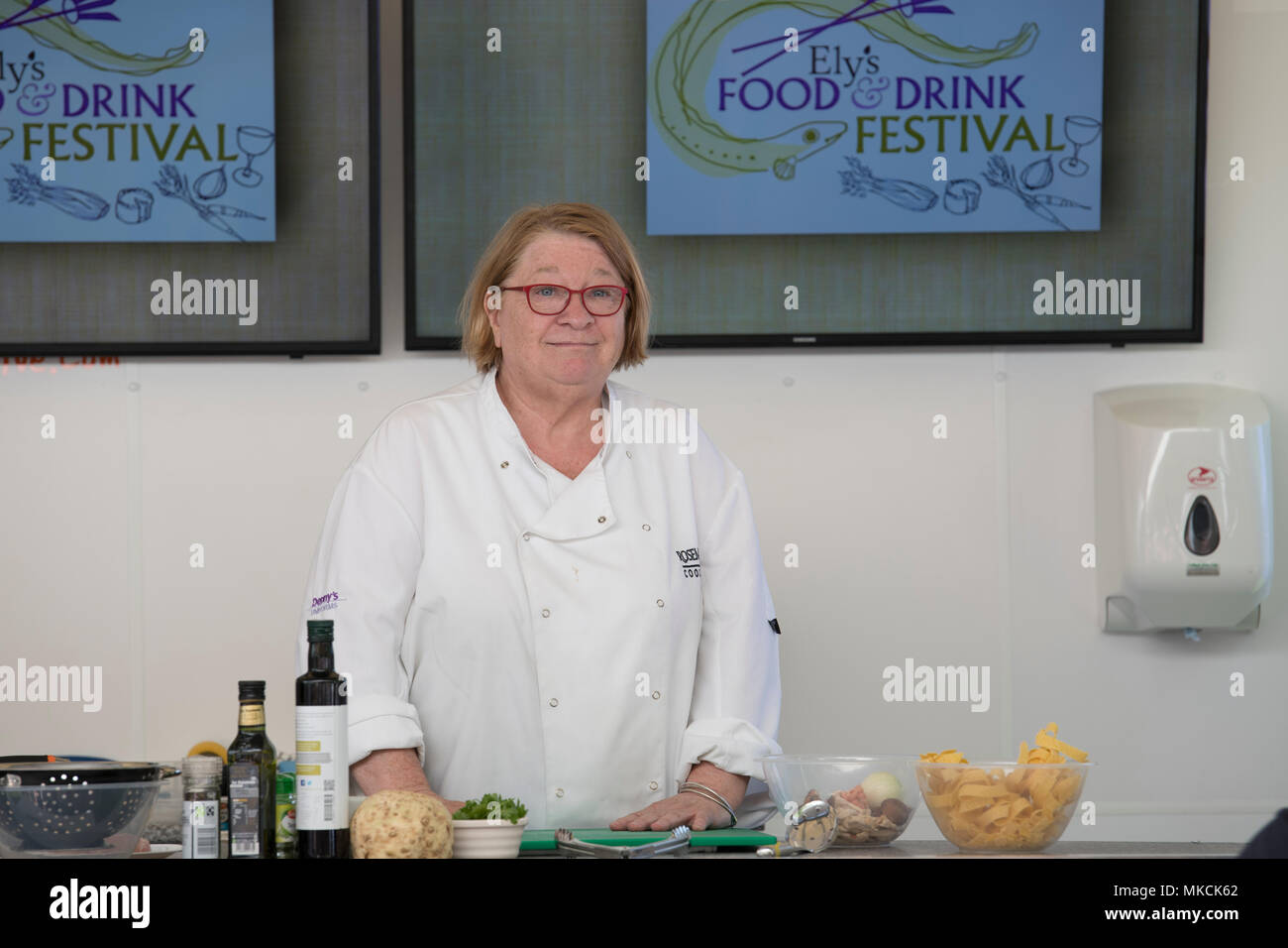 Celebrity Chef Rosemary Shrager demonstrating dishes from his new book at the Ely Food and Drink Festival 2018 Stock Photo