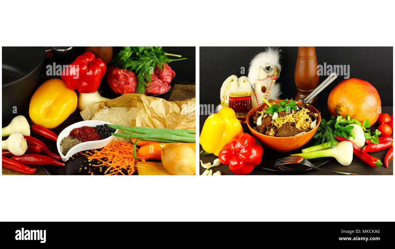 rise and pilaf collage Stock Photo Alamy