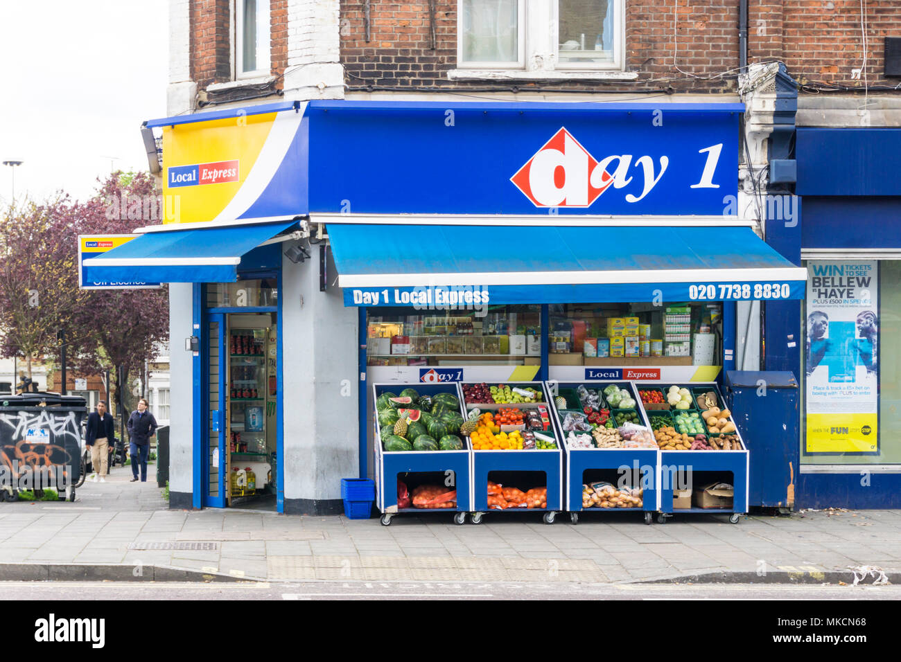Day 1 Local Express corner shop on Wandsworth Road in South London Stock Photo