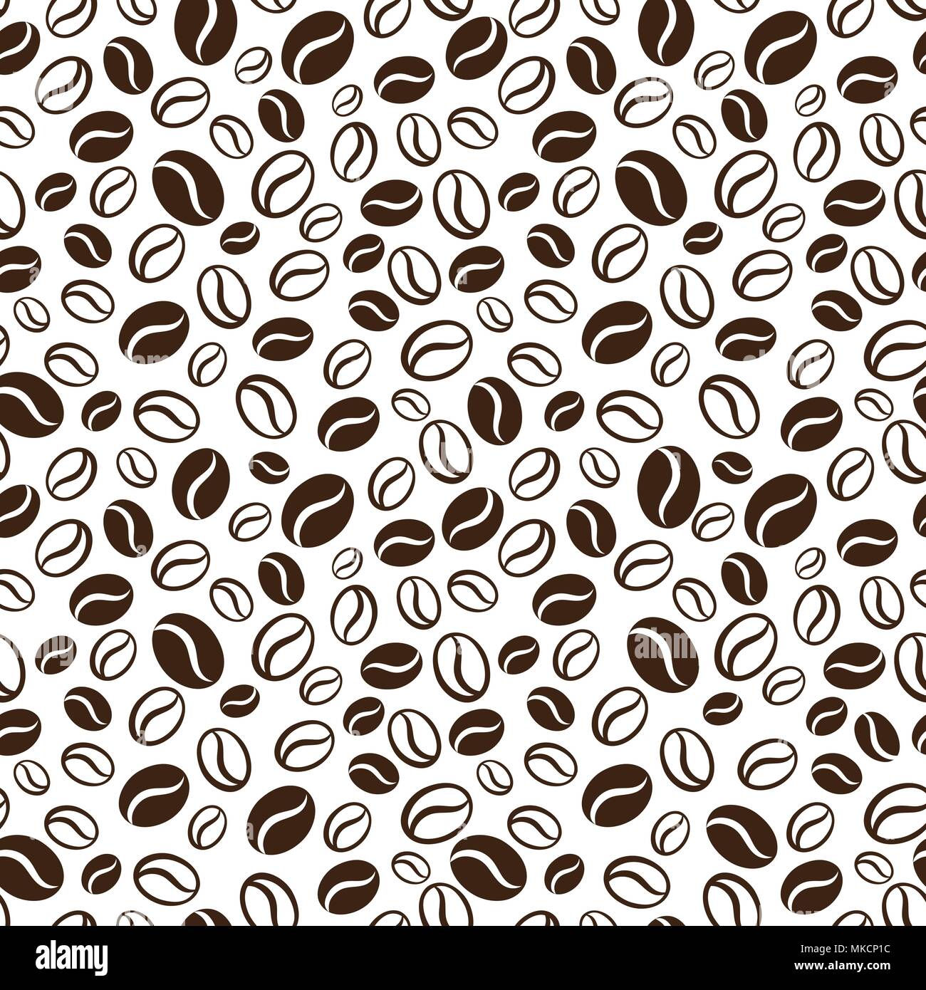 Vector seamless pattern with handrawn coffee beans. Repeating coffee