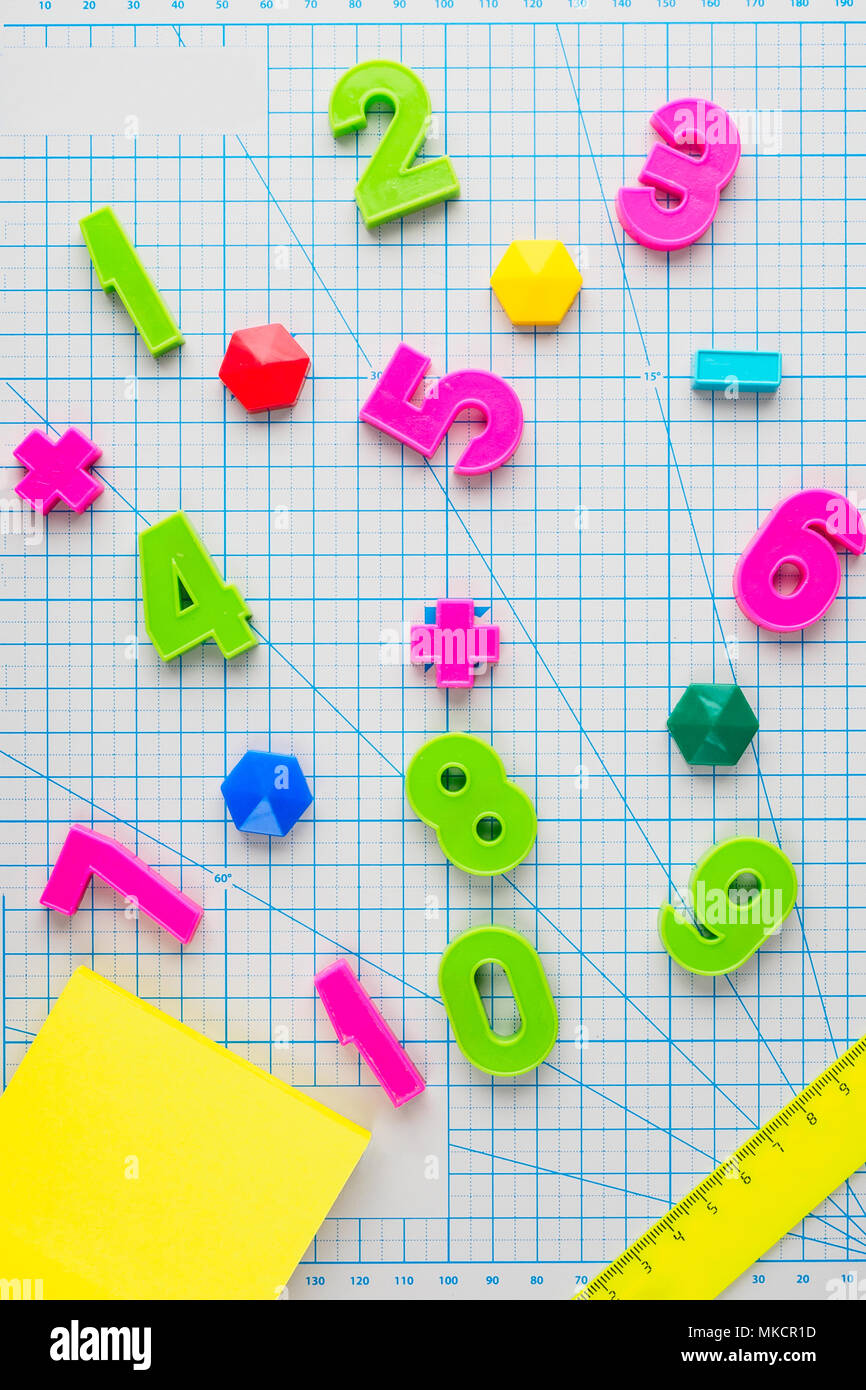 Math Lettering Number Colored Mathematical numeral and English Latin letters of alphabet colored ...