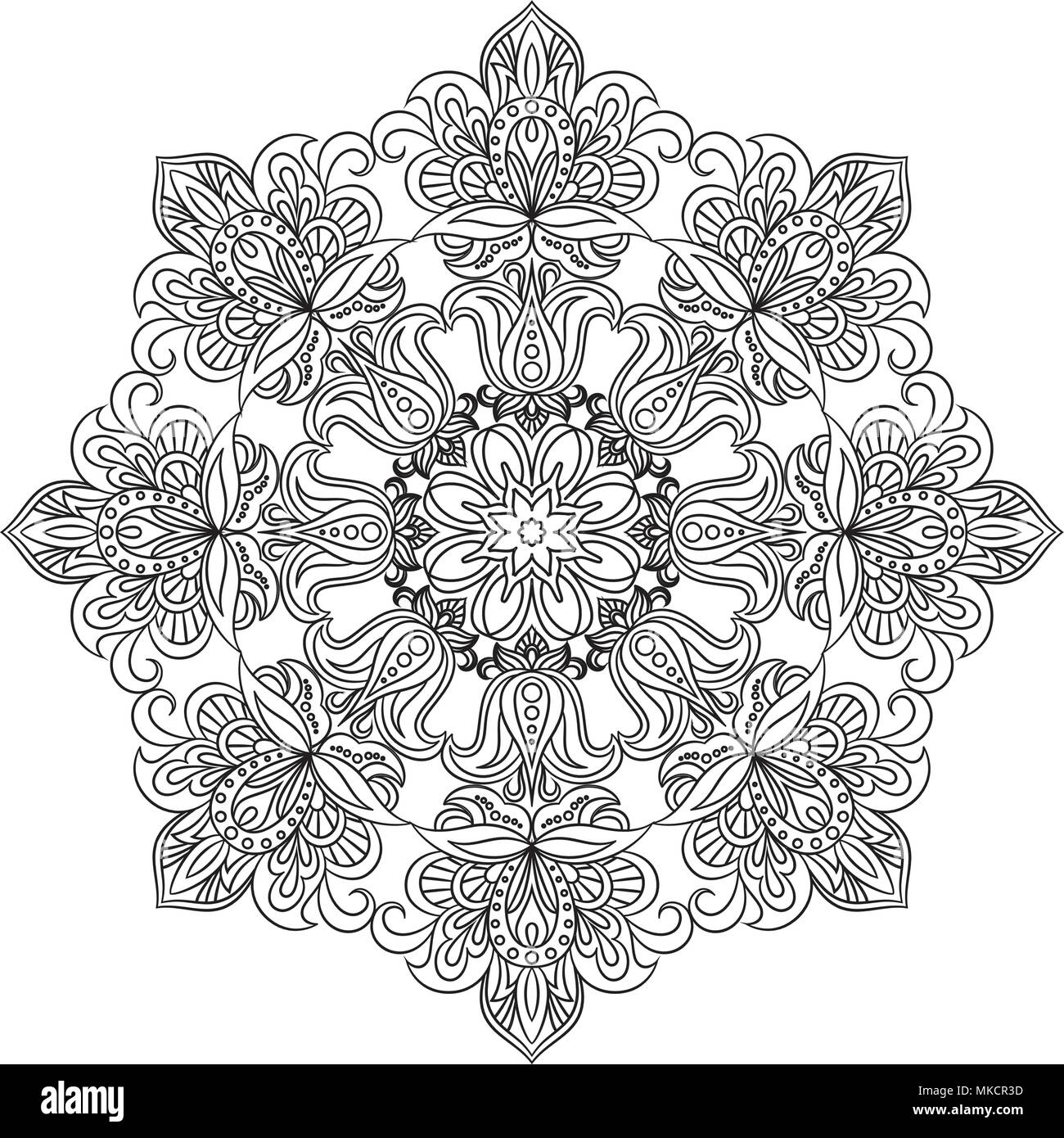 Contour Mandala For Coloring Book Decorative Round Ornament Anti