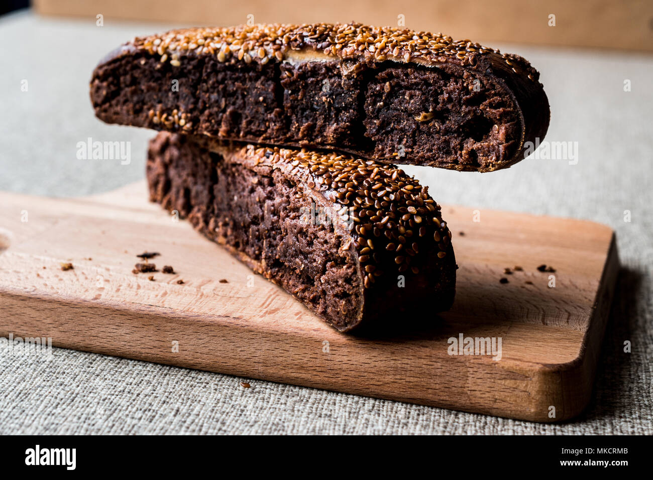 Turk Coregi Ay coregi / Turkish Pastry with chocolate, sesame and dried raisin ...