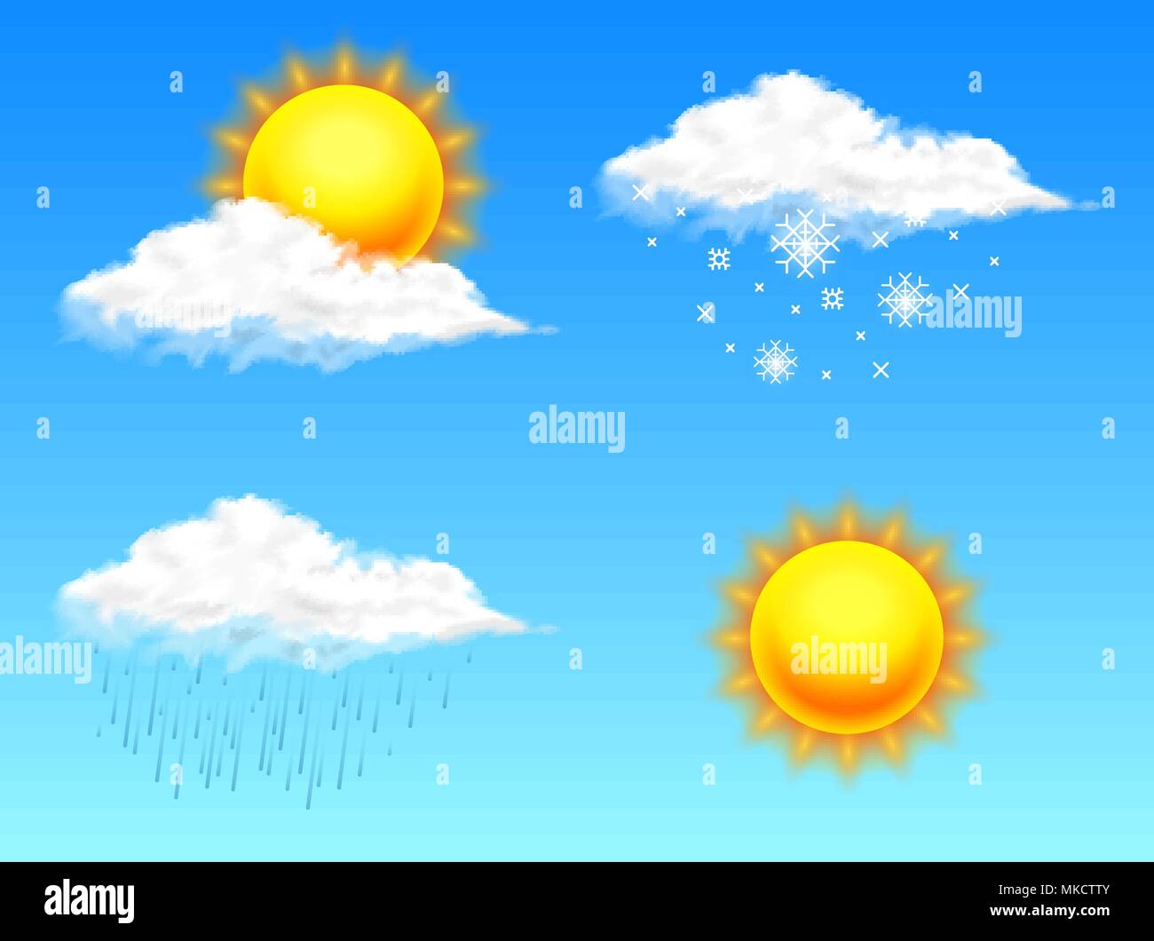 Modern Realistic weather icon. Meteorology symbol on blue background. Color  Vector illustration for mobile app, print or web. sunny day and clouds  Stock Vector Image & Art - Alamy