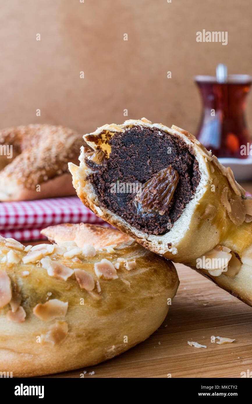 Ay coregi / Turkish Pastry croissant with chocolate, sesame and dried ...