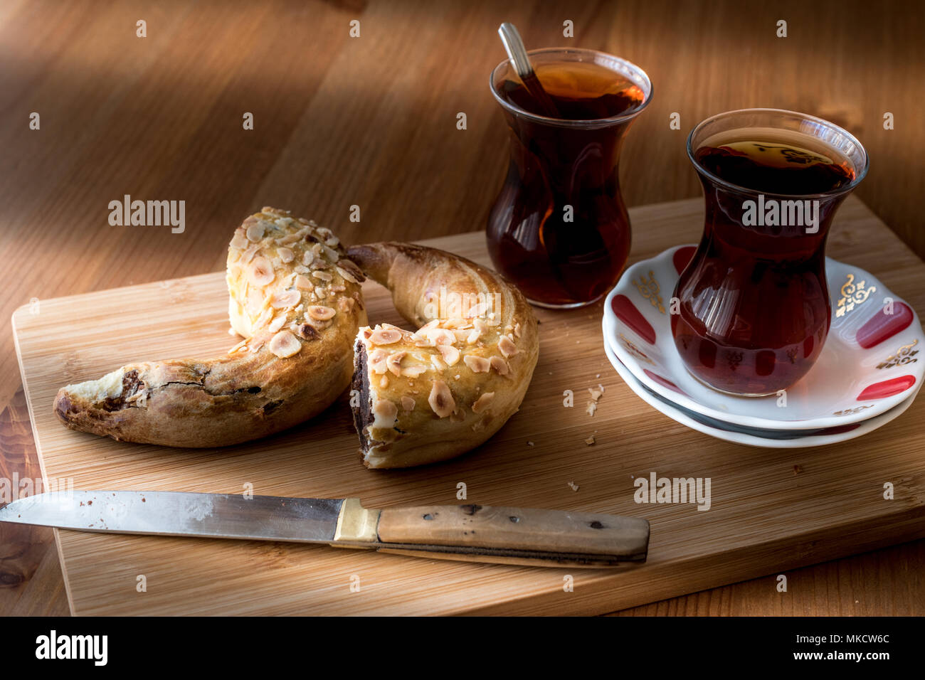 Ay coregi / Turkish Pastry croissant with chocolate, sesame and dried ...