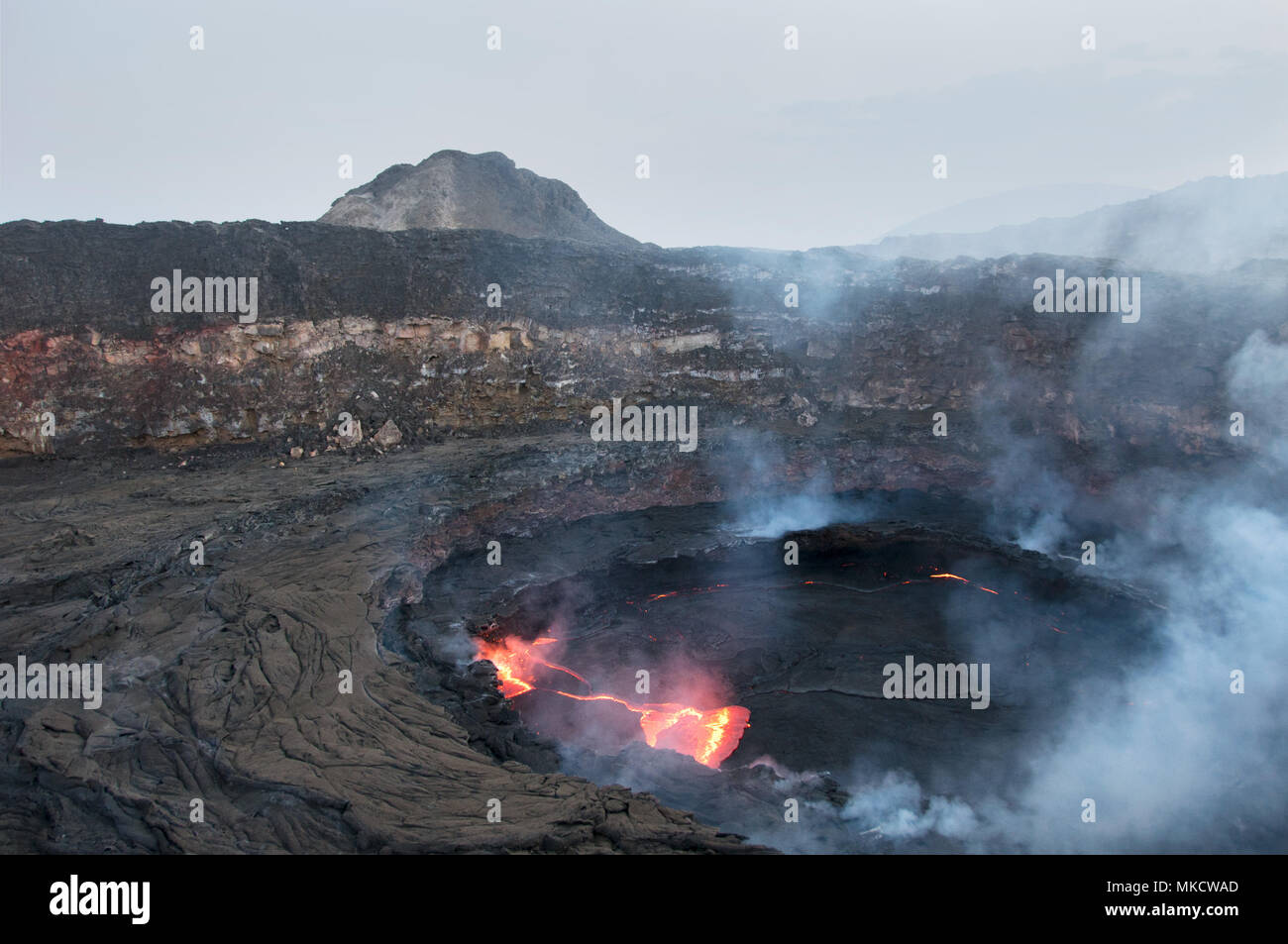 Mouth Of The Volcano Erta Ale With Lava And Flames In The North Of Ethiopia Stock Photo Alamy