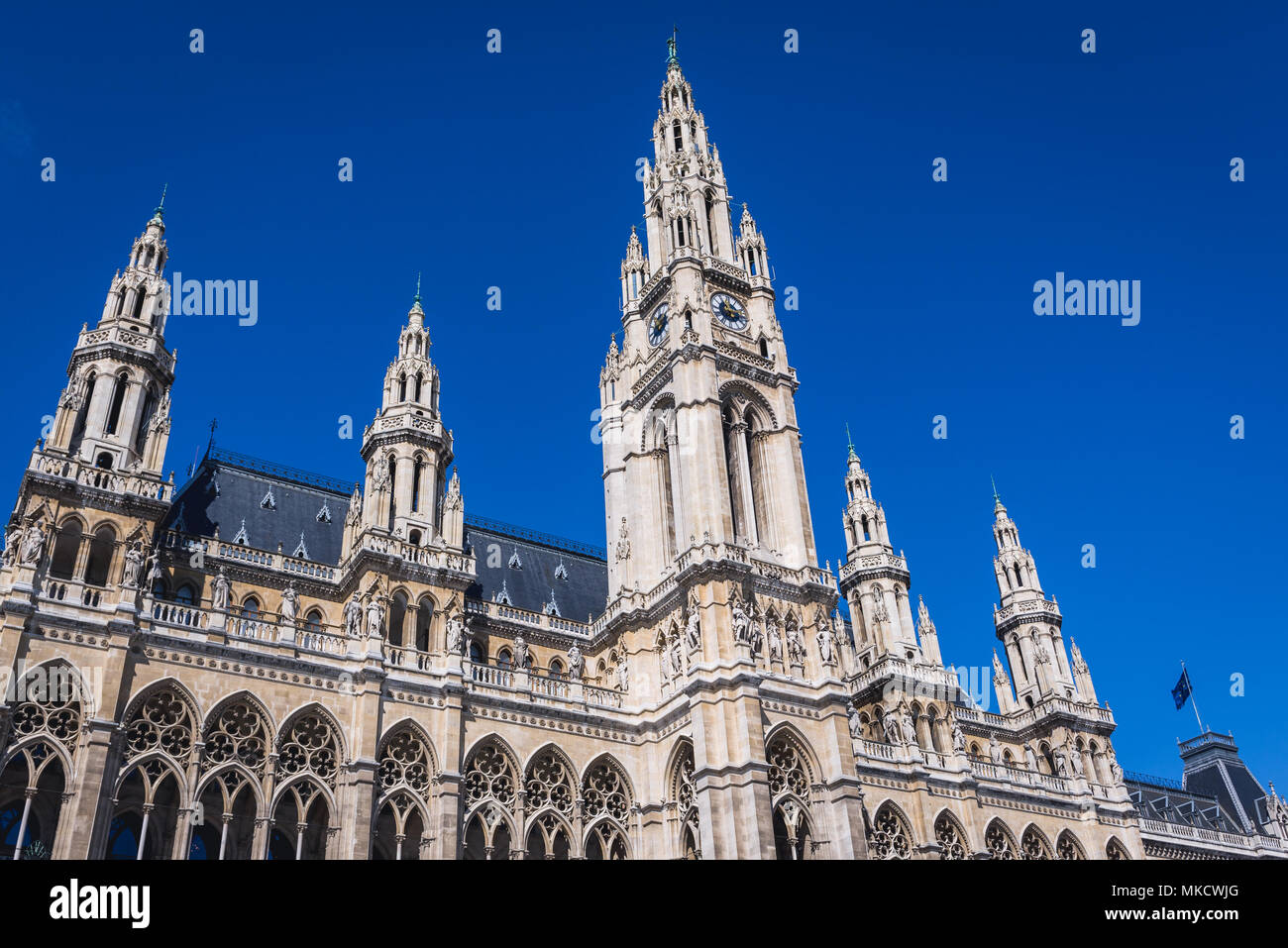 City Hall building designed by Friedrich von Schmidt in Vienna, Austria Stock Photo