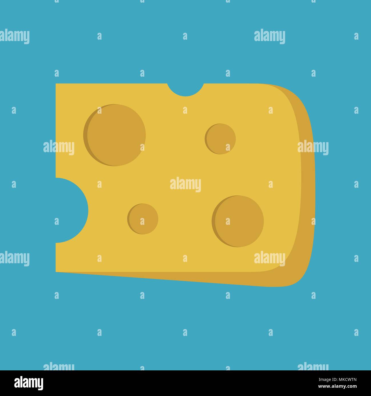 Cheese slice icon in flat long shadow design. Stock Vector