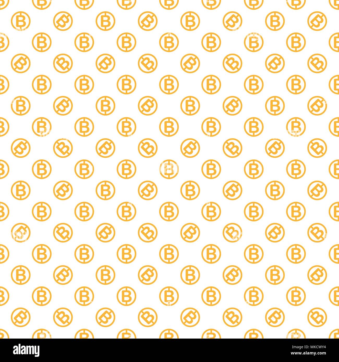 Vector seamless pattern with bitcoins. Cryptocurrency repeating background. Stock Vector