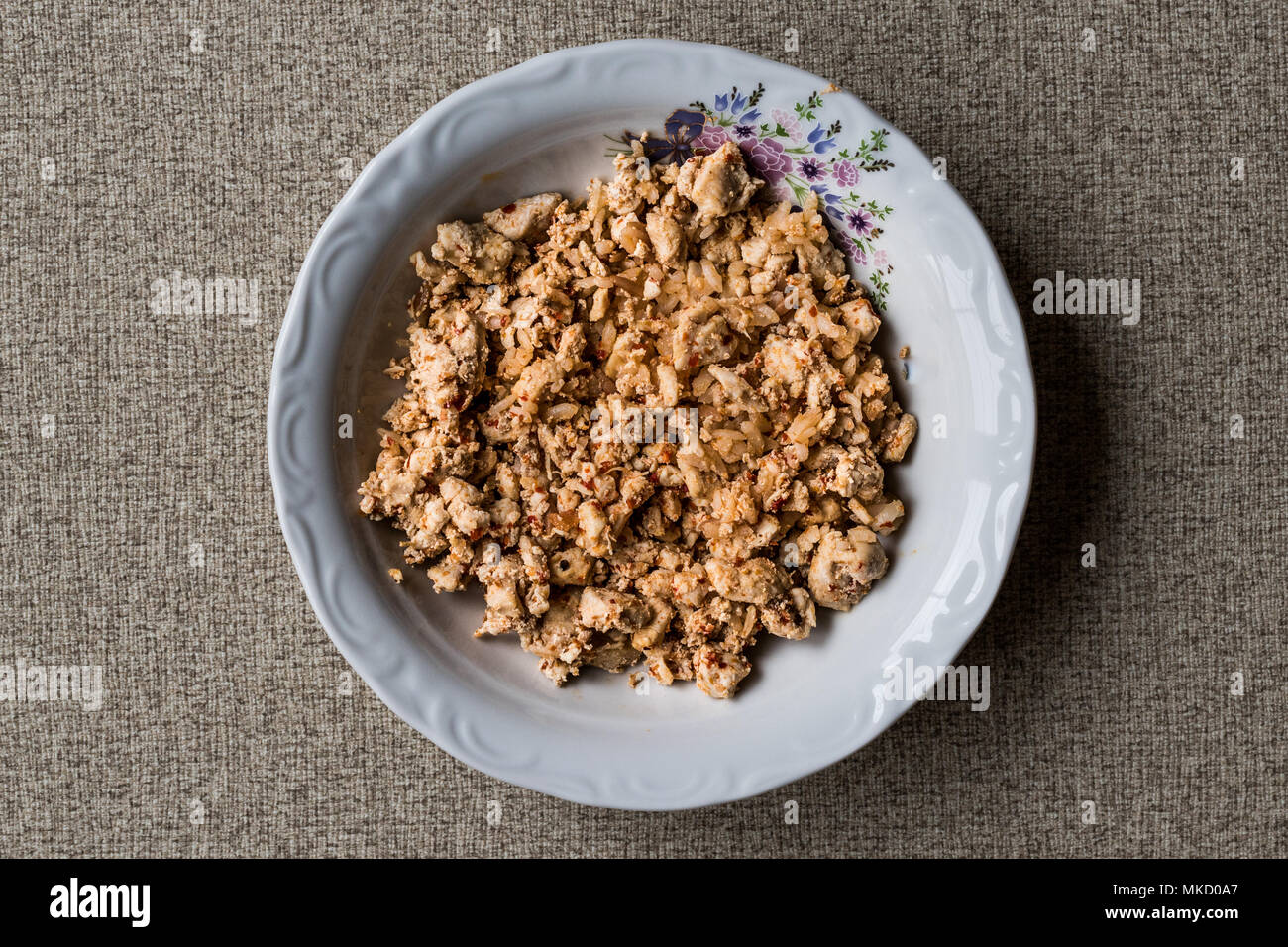 Turkish roasted chicken pieces / tavuk kavurma. turkish food concept. Stock Photo