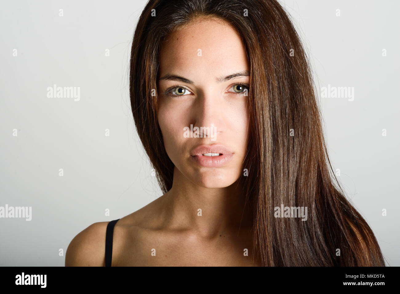 Beautiful Young Woman Without Make Up Beautiful Girl With Green
