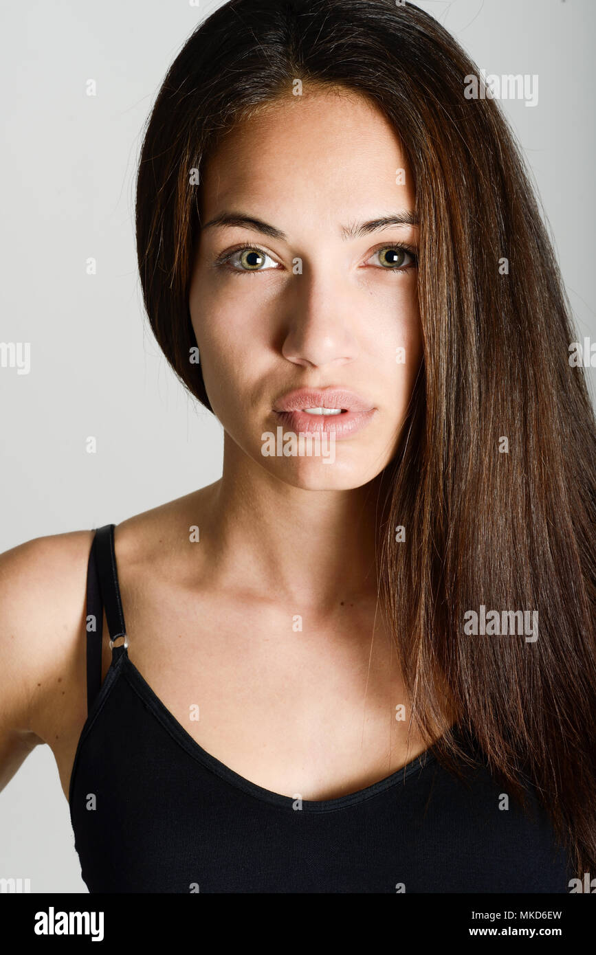 Beautiful Young Woman Without Make Up Beautiful Girl With Green